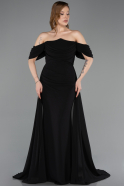 Robe de Soirée Longue Mousseline Noir ABU5826