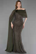 Robe de Soirée Longue Perlé Kaki ABU5816
