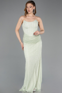 Robe de Soirée Longue Dantelle Menthe ABU5817