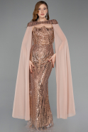 Robe de Soirée Longue Squameuse Cuivre ABU5828