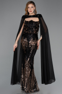 Robe de Soirée Longue Squameuse Noir ABU5828