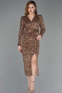 Robe de Cérémonie Midi Squameuse Cuivre ABK2543