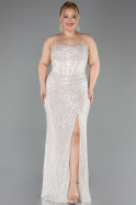 Robe Grande Taille Squameuse Longue Beige ABU3322