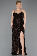 Robe de Soirée Grande Taille Longue Squameuse Brun ABU5818