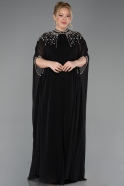 Robe De Soirée Grande Taille Longue Mousseline Noir ABU5845