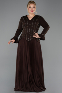 Robe de Soirée Grande Taille Longue Brun ABU5849