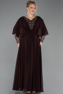 Robe de Soirée Grande Taille Longue Mousseline Brun ABU5850