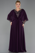 Robe de Soirée Grande Taille Longue Mousseline Violet ABU5850