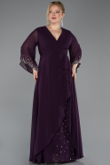 Robe de Soirée Grande Taille Longue Mousseline Violet ABU5853
