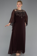 Robe Grande Taille Longue Mousseline Brun ABU5854