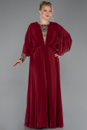 Robe Grande Taille Longue Mousseline Rouge Bordeaux ABU5860
