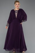 Robe Grande Taille Longue Mousseline Prune ABU5860