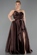 Robe de Soirée Grande Taille Longue Satin Brun ABU5650