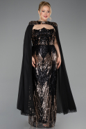 Robe De Soirée Grande Taille Longue Squameuse Noir ABU5830