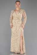 Robe De Soirée Grande Taille Longue Squameuse Or ABU5871