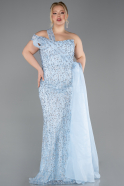 Robe de Soirée Grande Taille Longue Bleu clair ABU5844