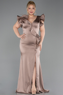 Robe de Soirée Grande Taille Longue Satin Vison ABU5877