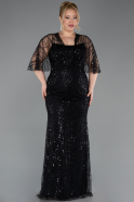 Robe De Soirée Grande Taille Longue Perlé Noir ABU5800