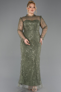 Robe De Soirée Grande Taille Longue Perlé Kaki ABU5643