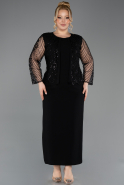 Robe de Soirée Grande Taille Midi Noir ABK2418