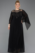 Robe Grande Taille Longue Mousseline Noir ABU5854