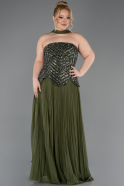 Robe De Soirée Grande Taille Longue Kaki ABU5856