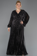 Robe Grande Taille Longue Squameuse Noir ABU5857