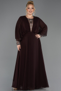Robe Grande Taille Longue Mousseline Brun ABU5860