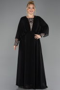 Robe Grande Taille Longue Mousseline Noir ABU5860