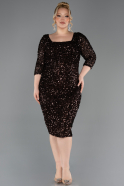 Robe De Invitation Grande Taille Midi Brun ABK2540