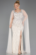 Robe De Soirée Grande Taille Longue Pierreux Beige ABU5752