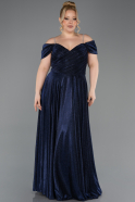 Robe de Soirée Grande Taille Longue Bleu Marine ABU5716