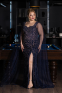 Robe De Soirée Grande Taille Longue Pierreux Bleu Marine ABU5752