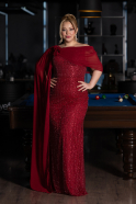 Robe de Soirée Grande Taille Longue Perlé Rouge Bordeaux ABU5819