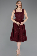 Tenue de Soirée Midi Dantelle Rouge Bordeaux ABK2549