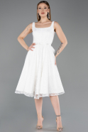 Tenue de Soirée Midi Dantelle Blanc ABK2549