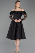 Robe de Cérémonie Midi Satin Noir ABK2552
