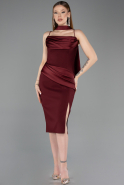 Robe de Cérémonie Midi Rouge Bordeaux ABK2559