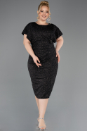 Robe De Soirée Grande Taille Midi Noir-Argent ABK2535
