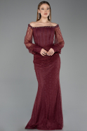 Robe Queue de Poisson Longue Dantelle Rouge Bordeaux ABU5890