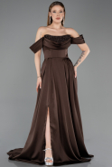 Tenue de Soirée Longue Satin Brun ABU5891