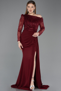 Robe de Soirée Longue Rouge Bordeaux ABU5893