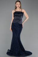 Robe Queue de Poisson Longue Lacé Bleu Marine ABU5869