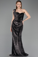 Robe de Soirée Longue Squameuse Noir ABU5894