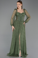 Robe De Soirée Dantelle Longue Kaki ABU5797