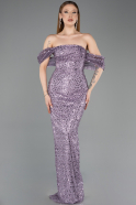 Robe de Soirée Longue Squameuse Lilas ABU5886