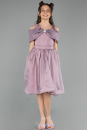 Robe de Soirée Enfants Devant Court Dos Long Lavande ABO108