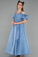 Robe de Soirée Enfants Longue Bleu ABU5912