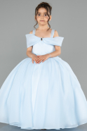 Robe de Mariage Pour Enfant Longue Satin Bleu clair ABG175