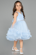 Robe de Soirée Enfants Courte Bleu ABK2567
